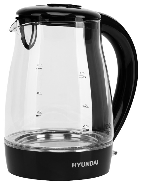 Чайник электрический Hyundai HYK-G2011 1.7л. 2200Вт черный (корпус: стекло)
