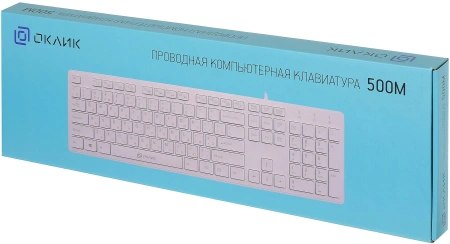Клавиатура Оклик 500M белый USB slim Multimedia