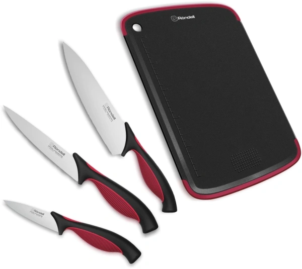 Набор ножей кухон. Rondell RD-1891 компл.:4предм. разд.дос. черный/бордовый блистер