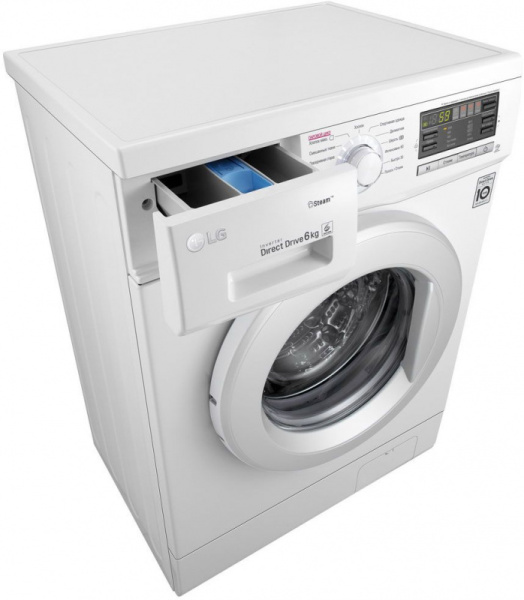 Стиральная машина LG F1296NDS0 класс: A загр.фронтальная макс.:6кг белый инвертер