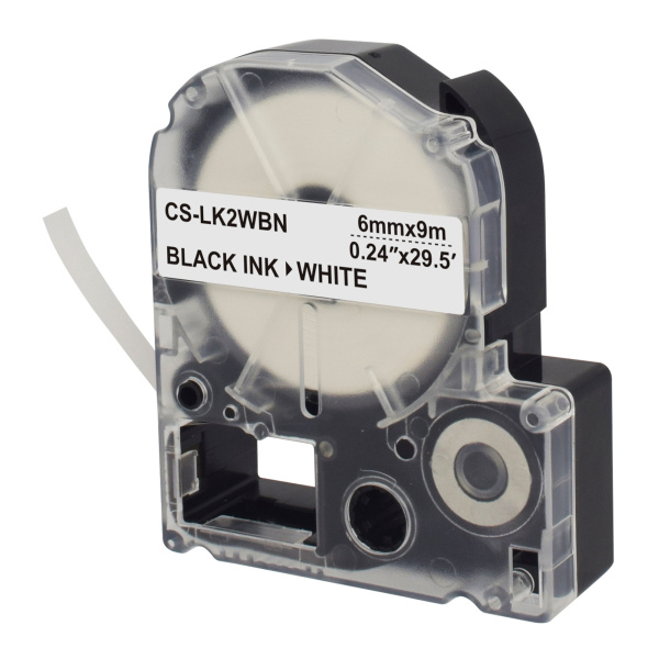 Картридж ленточный Cactus CS-LK2WBN LK-2WBN черный на белом 6x9 для Epson LW300/LW400/LW700/LW600P/LW1000P/K400/Z700/Z900