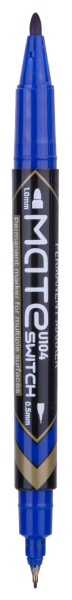 Маркер перманентный Deli EU10430 Mate двойной пиш. наконечник 0.5-1мм синий