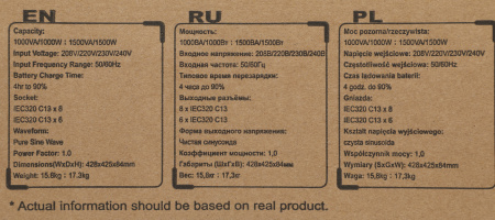 Источник бесперебойного питания Powercom Sentinel SNT-1000 1000Вт 1000ВА черный