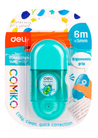 Лента коррект. Deli EH350 6мх5мм ассорти корпус белый блистер