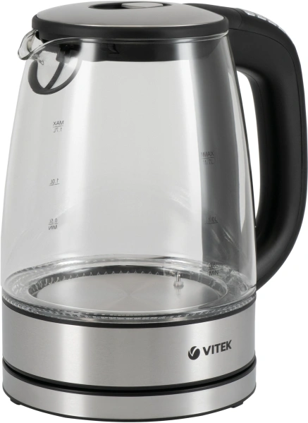 Чайник электрический Vitek VT-8828 1.7л. 2200Вт серебристый корпус: стекло/металл