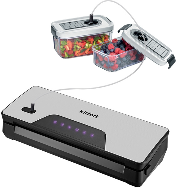 Вакуумный упаковщик Kitfort КТ-1517 130Вт серебристый/черный