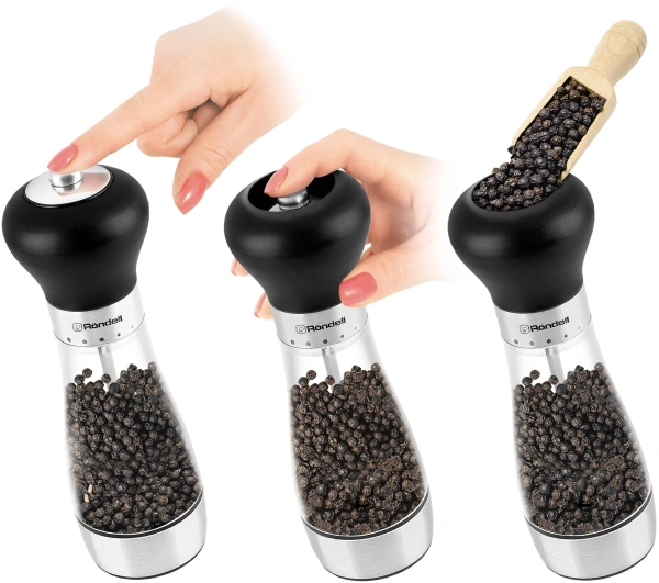 Мельница для перца/соли Rondell Buffalo RD-1503 стальной/черный упак.:подарочная коробка