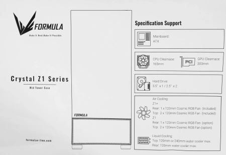 Корпус Formula Crystal Z1 черный без БП ATX 3x120mm 2xUSB2.0 1xUSB3.0 audio bott PSU