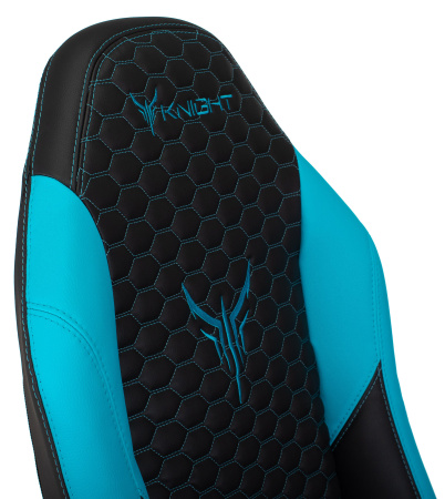 Кресло игровое Knight Neon черный/голубой соты эко.кожа с подголов. крестов. металл