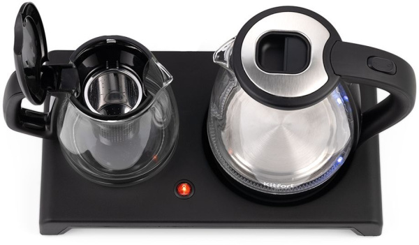 Чайный набор Kitfort КТ-6179 2л. 1500Вт черный (стекло/пластик)