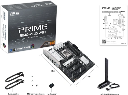 Материнская плата Asus PRIME B840-PLUS WIFI SocketAM5 AMD B840 4xDDR5 ATX AC`97 8ch(7.1) 2.5Gg RAID+HDMI+DP