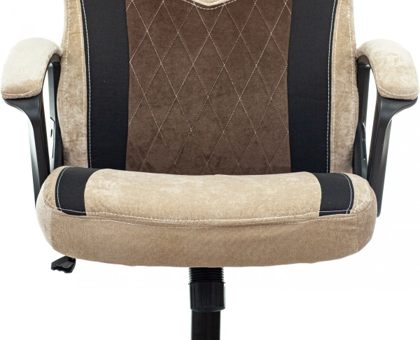 Кресло игровое Zombie VIKING 6 KNIGHT Fabric коричневый/бежевый с подголов. крестов. металл