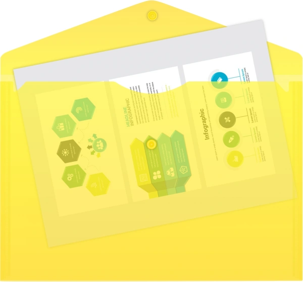 Конверт на кнопке Бюрократ Economy -PK100YEL A4 пластик 0.10мм желтый