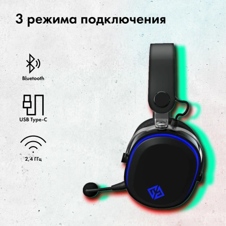 Наушники с микрофоном GMNG GG-HS405W черный/черный мониторные BT/Radio/3.5mm оголовье (1899873)