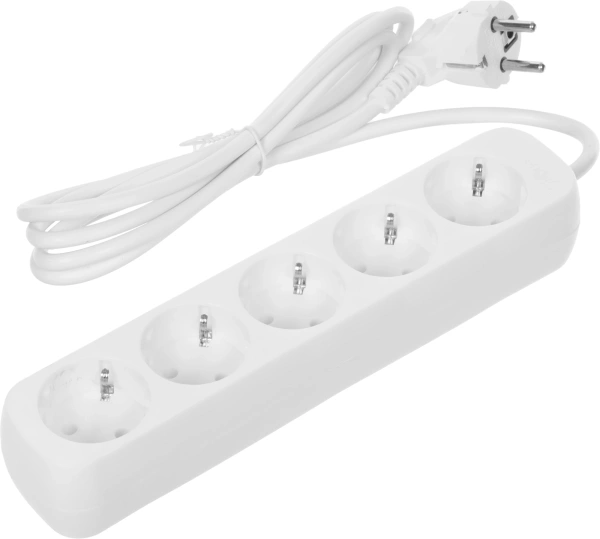 Сетевой удлинитель Defender E518 1.8м (5 розеток) белый (пакет ПЭ)