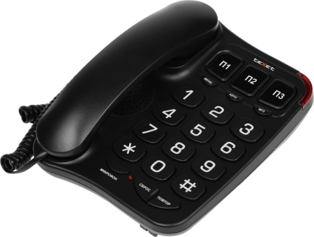 Телефон проводной Texet TX-214 черный