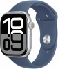Смарт-часы Apple Watch Series 10 A2999 46мм 2.1" OLED корп.серебристый Sport Band рем.синий разм.брасл.:160-210мм (MWWM3LW/A)