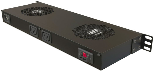 Модуль вентиляторный Hyperline (TRFA-WB-MICR-2F-RAL9004) 2 вент. с термостатом черный (упак.:1шт)