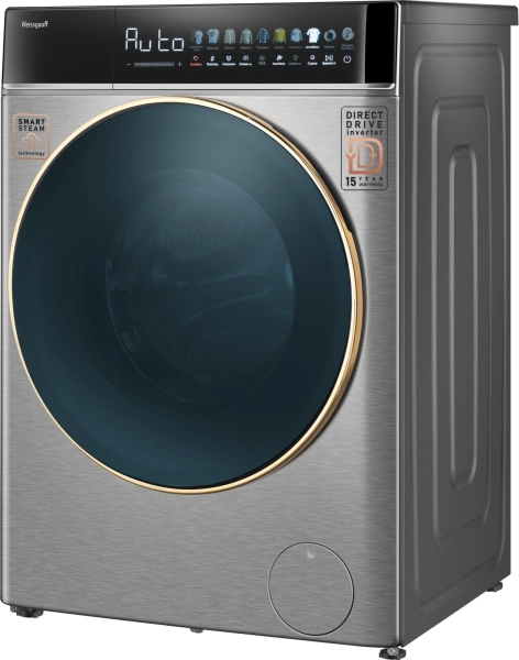 Стиральная машина Weissgauff WMD 58411 Direct Drive Inverter Premium Steam Stee класс: B загр.фронтальная макс.:11кг (с сушкой) нержавеющая сталь инвертер