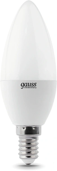 Лампа светодиодная Gauss Elementary 10Вт цок.:E14 свеча 220B 3000K св.свеч.бел.теп. (упак.:1шт) (33110)