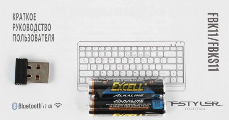 Клавиатура A4Tech Fstyler FBK11 белый/серый USB беспроводная BT/Radio slim (FBK11 WHITE)