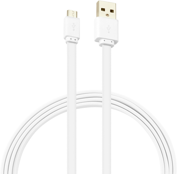 Кабель Buro BHP MICROUSB 1M FLAT USB (m)-micro USB (m) 1м белый плоский