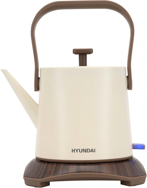 Чайник электрический Hyundai HYK-S2043 0.6л. 1000Вт кремовый/коричневый корпус: металл