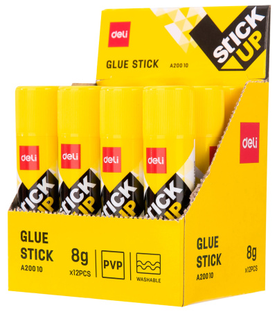 Клей-карандаш Deli Stick UP EA20010 8гр корп.желтый ПВП дисплей картонный усиленный