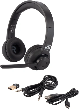 Наушники с микрофоном Оклик HS-M310 черный 1.5м накладные BT оголовье (1978706)