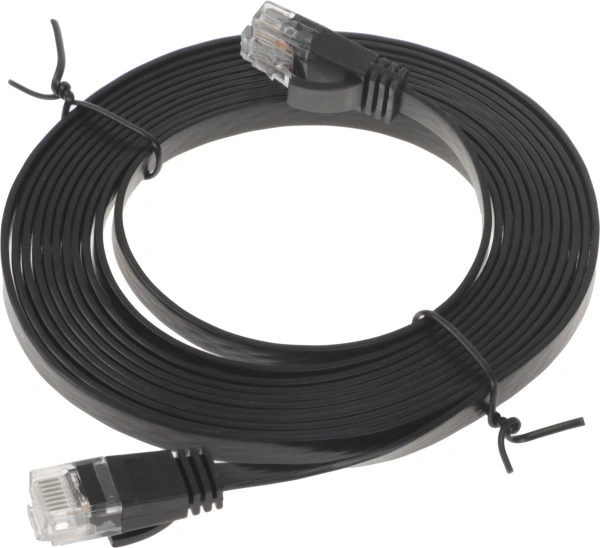 Патч-корд Buro Flat 10Гбит/с UTP 4 пары cat.6 Cu molded 3м черный RJ-45 (m)-RJ-45 (m) (BU-C6-FLAT-3M-B)