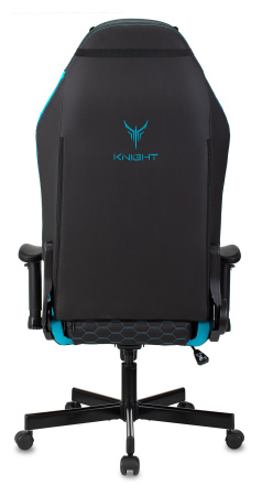 Кресло игровое Knight Neon черный/голубой соты эко.кожа с подголов. крестов. металл