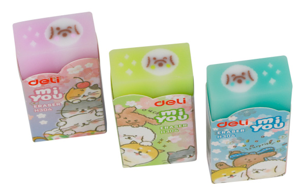 Ластик Deli EH304 прямоугольный 60x24x12мм ассорти индивидуальная картонная упаковка