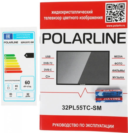 Телевизор LED PolarLine 32" 32PL55TC-SM черный/серебристый HD 50Hz DVB-T DVB-T2 DVB-C USB WiFi Smart TV (RUS)