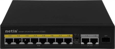 Коммутатор Netis P110GH (L2) 8x100Мбит/с 2x1Гбит/с 1SFP 8PoE 8PoE+ 120W неуправляемый