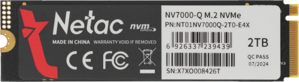 Накопитель SSD Netac PCIe 4.0 x4 2TB NT01NV7000Q-2T0-E4X NV7000Q M.2 2280