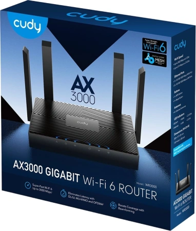 Роутер Cudy WR3000 AX3000 Wi-Fi черный