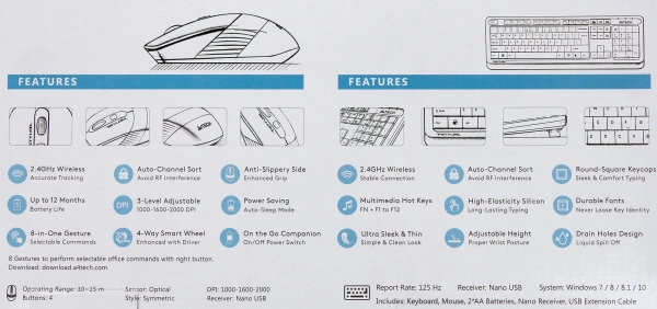 Клавиатура + мышь A4Tech Fstyler FG1010 клав:черный/синий мышь:черный/синий USB беспроводная Multimedia (FG1010 BLUE)