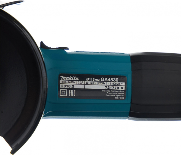 Углошлифовальная машина Makita GA4530R 720Вт 11000об/мин рез.шпин.:M14 d=115мм