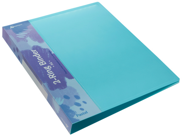 Папка на 2-х кольцах Бюрократ Pastel PAST0812/2RBLUE A4 пластик 0.5мм кор.27мм торц.карм с бум. встав голубой