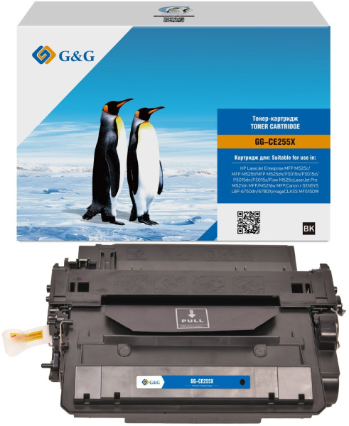 Картридж лазерный G&G GG-CE255X черный (12500стр.) для HP LJ Enterprise MFP M525c/P3015n/LJ Pro M521dn MFP