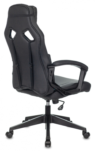 Кресло игровое Zombie DRIVER черный/голубой эко.кожа с подголов. крестов. пластик