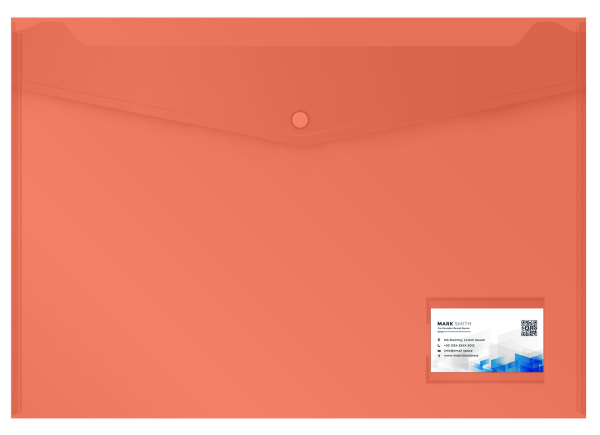 Конверт на кнопке Бюрократ -PKA3 A3 пластик 0.18мм ассорти карман для визитки