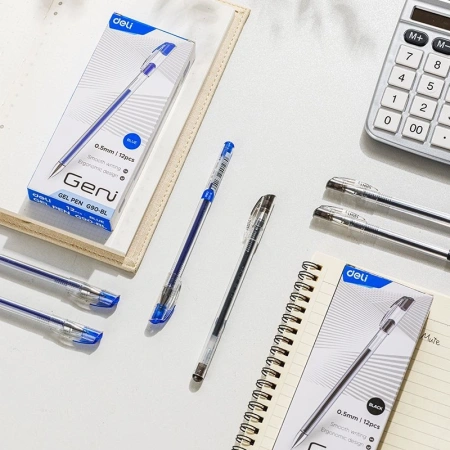 Ручка гелев. Deli Geni EG90-BK корп.прозрачный d=0.5мм чернила черн. 1стерж.