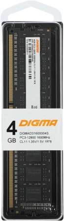 Память DDR3 4GB 1600MHz Digma DGMAD31600004S RTL PC3-12800 CL11 DIMM 240-pin 1.35В single rank Ret