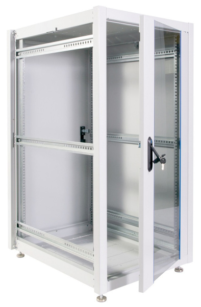 Шкаф коммутационный ЦМО (ШТК-Э-24.6.10-13АА) напольный 24U 600x1000мм пер.дв.стекл металл 2 бок.пан. направл.под закл.гайки 540кг серый 915мм 66кг 180град. 1187мм IP20 сталь