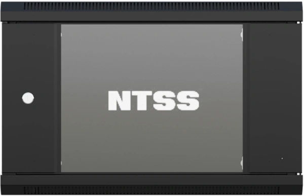 Шкаф коммутационный NTSS (NTSS-W6U6060GS-BL) настенный 6U 570x600мм пер.дв.стекл 60кг черный 19.5кг