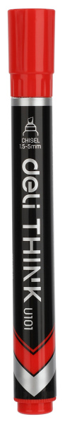 Маркер перманентный Deli EU10140 Think скошенный пиш. наконечник 1.5-5мм красный
