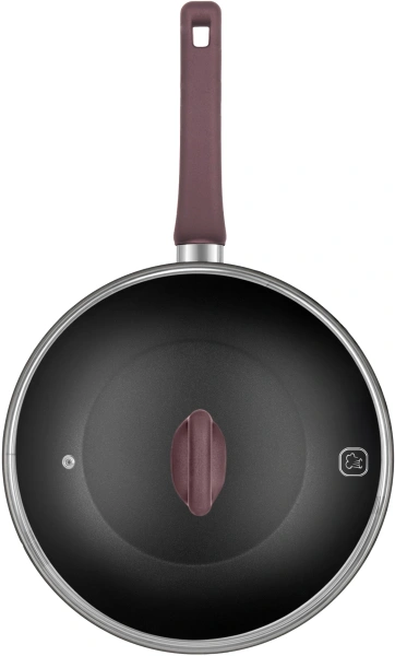 Сковорода ВОК (WOK) Rondell Fest RDA-1527 круглая 28см покрытие: Xylan Plus ручка несъемная (с крышкой) черный