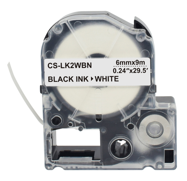 Картридж ленточный Cactus CS-LK2WBN LK-2WBN черный на белом 6x9 для Epson LW300/LW400/LW700/LW600P/LW1000P/K400/Z700/Z900