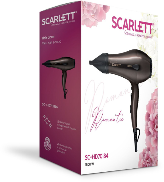 Фен Scarlett SC-HD70I84 1800Вт коричневый/черный